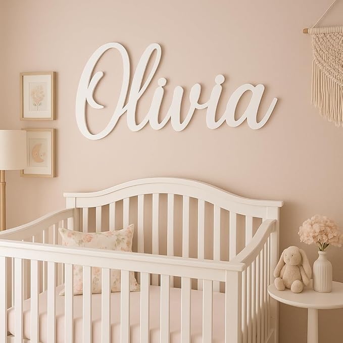 Wooden Name Sign 8-35" Wide Personalized Letters for Nursery Art Wall Room Decor Baby Shower Occasion Family Name Sign Nameplate Wood Plaque