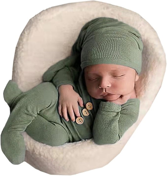 Holibeat Unisex Newborn Baby Christmas Green Posing Props Baby Girl Xmas Photography Outfits Infant Photoshoot (green)