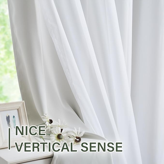 Lotusolution Mix and Match Curtain Set Beige Total Blackout Curtains 84 Inches Long with Solid Voile Sheer Curtains for Bedroom and Living Room,Grommet Top,52" W x 84" L