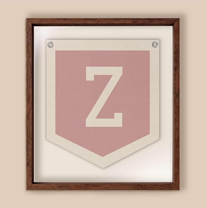 Lacama Pink Initial Personalized Preppy Banner, Baby Shower Decor Gifts, Wall Decor for Women Teen Girl, Vintage Room Decor Toddler Room Bedroom Playroom Front Door Birthday Gift(Z)