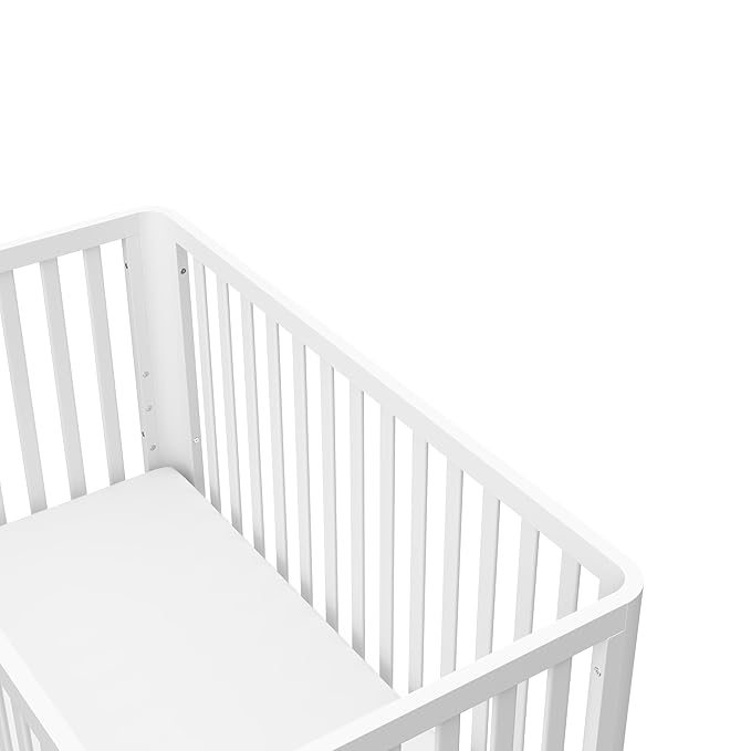 Storkcraft Santos 3-in-1 Convertible Crib (White with Natural) – GREENGUARD Gold Certified, Fits Standard Crib Mattress, Converts to Toddler Bed, Modern Style, Rounded Designer Details