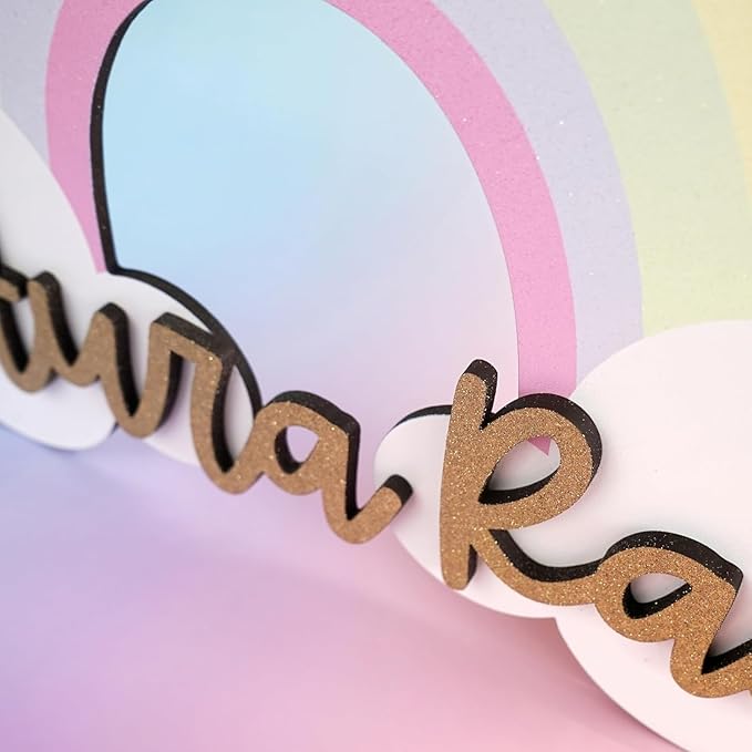 Wooden Name Signs (3D Rainbow Clouds) - Personalized wood letters for girl, Baby name sign, Custom name sign nursery, Toddler girl room decor, Home decor