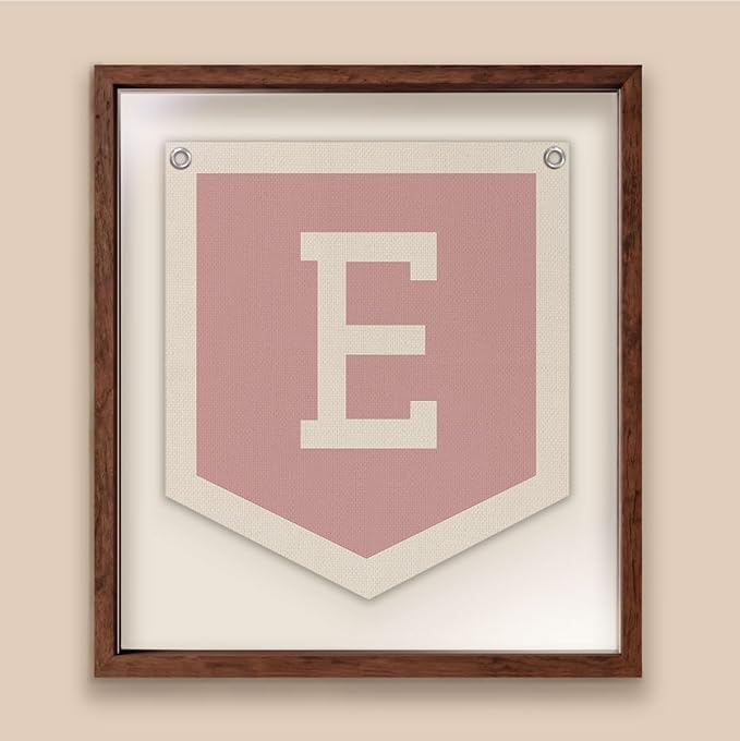 Lacama Pink Initial Personalized Preppy Banner, Baby Shower Decor Gifts, Wall Decor for Women Teen Girl, Vintage Room Decor Toddler Room Bedroom Playroom Front Door Birthday Gift(E)
