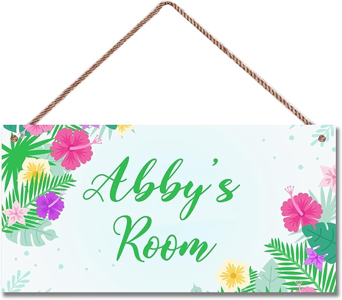Personalized Flower Floral Grass Sign For Kids Room Door Custom Name Girls Room Decor Wall Art Toddler Baby Nursery Wood Plaque For Little Man Cave