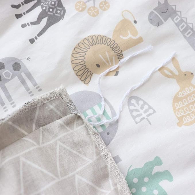 100% Cotton Crib Bedding Set for Baby Boys Girls,3 Pcs Baby Bed Linen Include Duvet Cover,Fitted Sheet,Pillowcase,Nursery Decoration,No Filler(Khaki)
