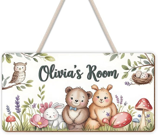 Custom Animal Wooden Name Sign - Toddler Room Wall Art Decor, Nursery Door Hanging, Door Hanger, Room Wall Decorative for Boys & Girls