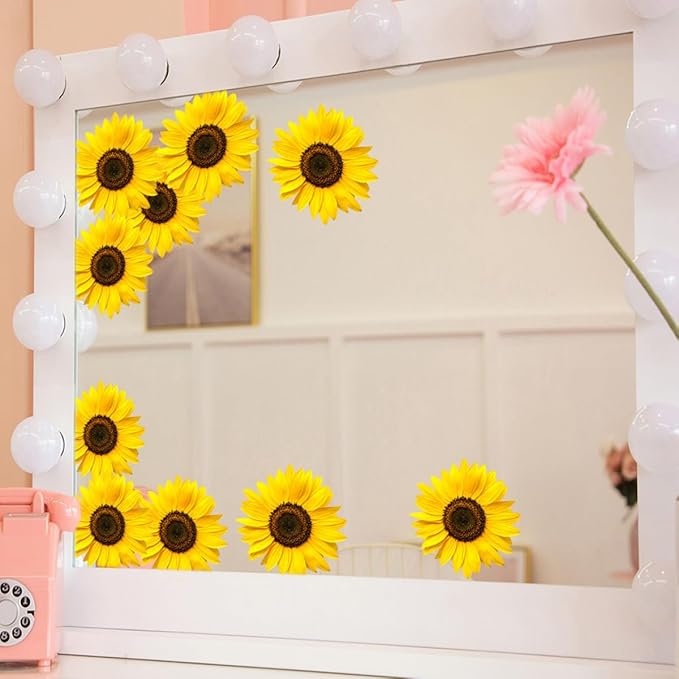 Floral Sunflower Wall Sticker Peel and Stick Flower Pattern Decal for Living Bedroom Nursery Easy to Apply and Remove Home Decoration Tear-Resistant Self-Adhesive Wallpaper