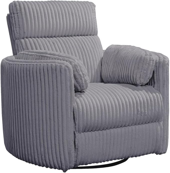 Pemberly Row Modern Mega Gray Fabric Power Swivel Glider Recliner (Two Pack) with USB Charging Ports for Living Room