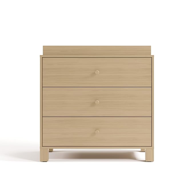 Storkcraft California 3-Drawer Chest with Removable Changing Topper (Driftwood) – GREENGUARD Gold Certified, Interlocking Drawer System, Pre-Installed Tracks, Easy Assembly