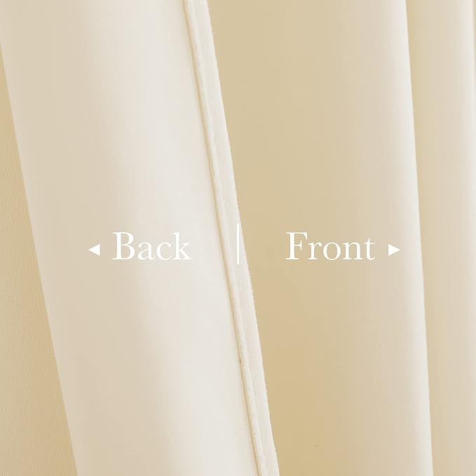 StangH Velvet Curtains Ivory White, Thermal Insulated Room Darkening Drapes for Bedroom, Living Room, Home Theater, with Hook Tape Top, 2 Panels, 52 x 72 inches