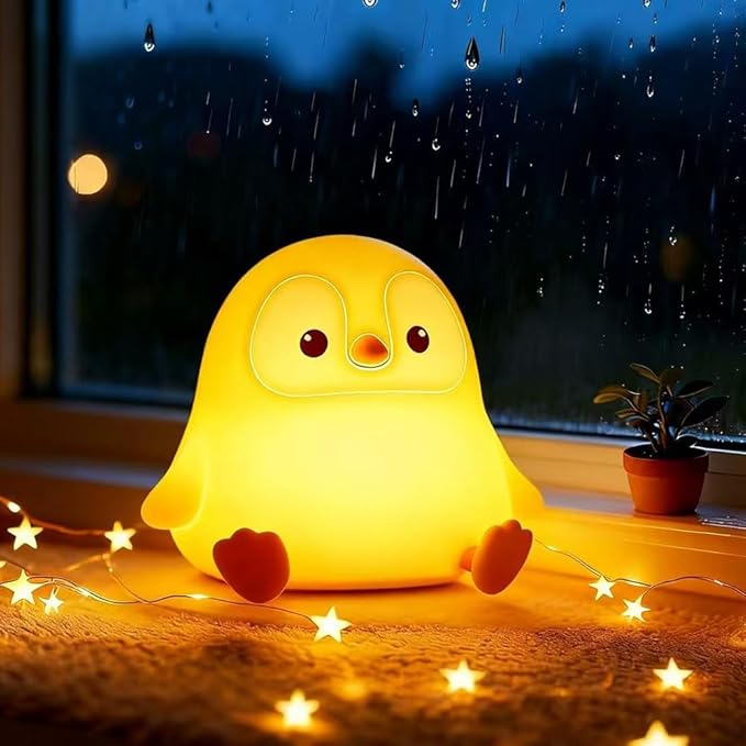 Cute Penguin Night Light for Kids Bedroom, Animal Silicone Nursery Night Lamp Touch Control Nightlights USB Rechargeable Bedside Lamp for Baby Children Toddlers Girls Gift