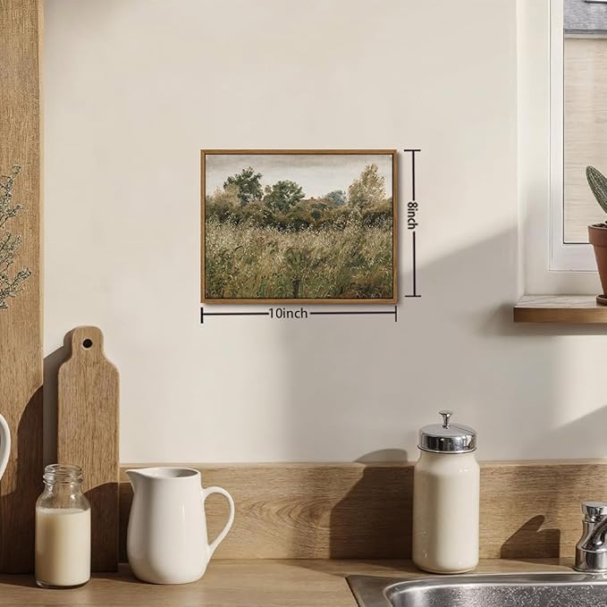 OIQArtOIQ Framed Vintage Landscape Wall Art Natural Scenery Oil Painting Canvas Prints Country Farmhouse Aesthetic Decor Pictures for Kitchen Bedroom Living Room Bathroom