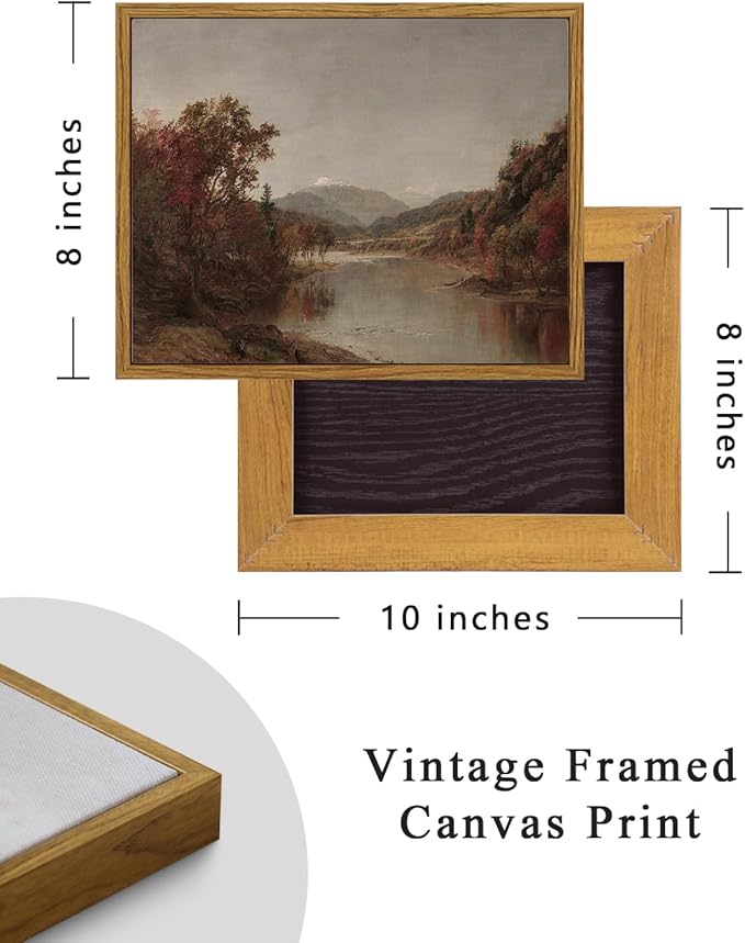 ARPEOTCY Vintage Framed Canvas Wall Art, 8x10 inches, Fall Natural Scenery Wall Decor for Living Room, Landscape Paintings for Bedroom, Rustic Farmhouse Framed Art Prints for Office