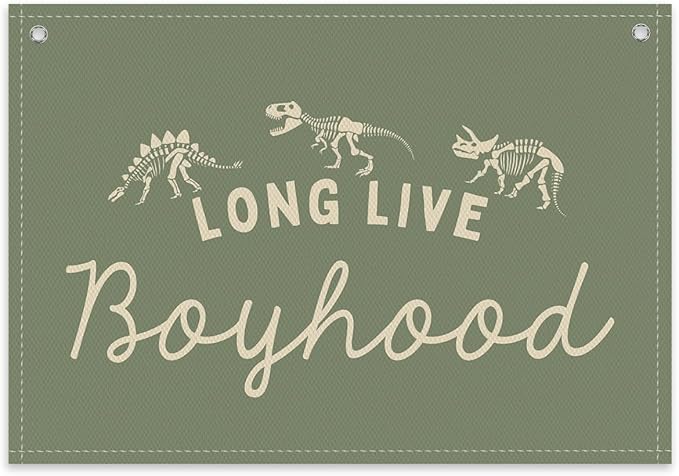 Long Live Boyhood Boys Room Decor - Linen Nursery Banner for Toddler Room Decoration, Farmhouse Kids Wall Hanging, Canvas Banner Flag for Baby Shower, Birthday Gift - A10