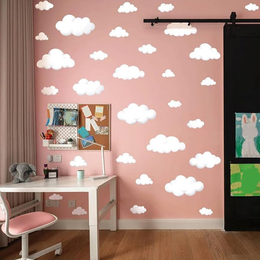 Watercolor Cloud Wall Decals - Boho Cloud Wall Stickers for Baby Boys or Girls Room Decor, Removable Wall Nursery Playroom Decor