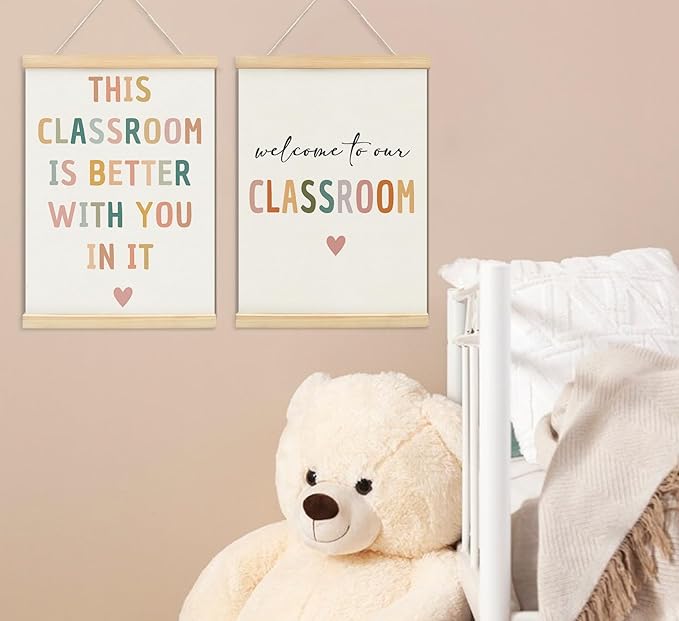 ULEGIE Boho Classroom Decor Art Poster Hanger Frame - Classroom Decorations Elementary, Inspirational Wall Hanging Decor for Baby Kids Room School Home Bedroom, 2 Pack 12 x 16 Inches
