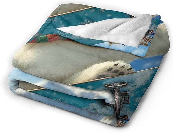 Polar Bear Blanket Funny Polar Bear Throw Blanket Soft Cozy Fleece Fuzzy Plush Warm Stuff Bedding Nursery Toddler Baby Blankets Gifts for Boys Girls Kids Adult Men Women 50"X60"