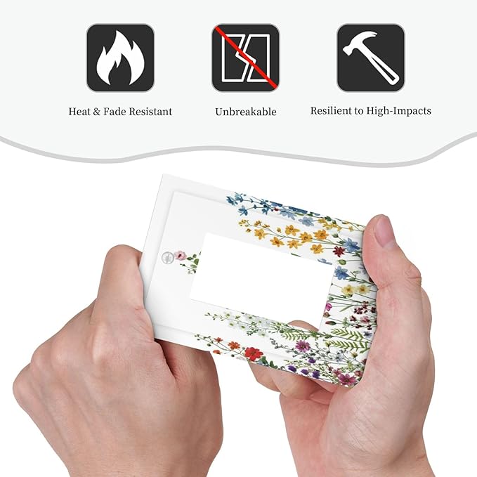 Outlet Covers Colorful Wildflowers Plants Flowers on White Background 1 Gang Light Switch Cover Plate Single Rocker Switch plate Covers Decorative Wall Plates Electrical GFCI Receptacle for Home Decor