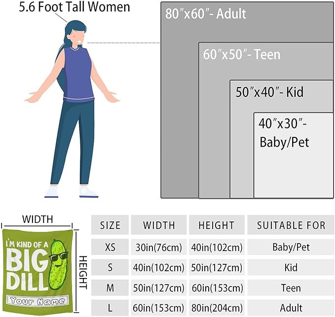 Custom Pickle Throw Blanket for Baby - 30x40 Inches Lap Size - Soft Fluffy Cozy Blankets Gift - Green Funny Blanket Throws for Couch, Work