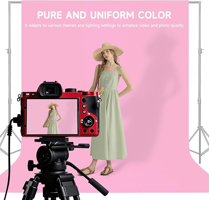 YSKE-Y2 Heavy Duty Photo Backdrop, 10x8ft Pink Seamless Fabric Background Photography Backdrop Curtain Screen for Photoshoot Video Studio Party