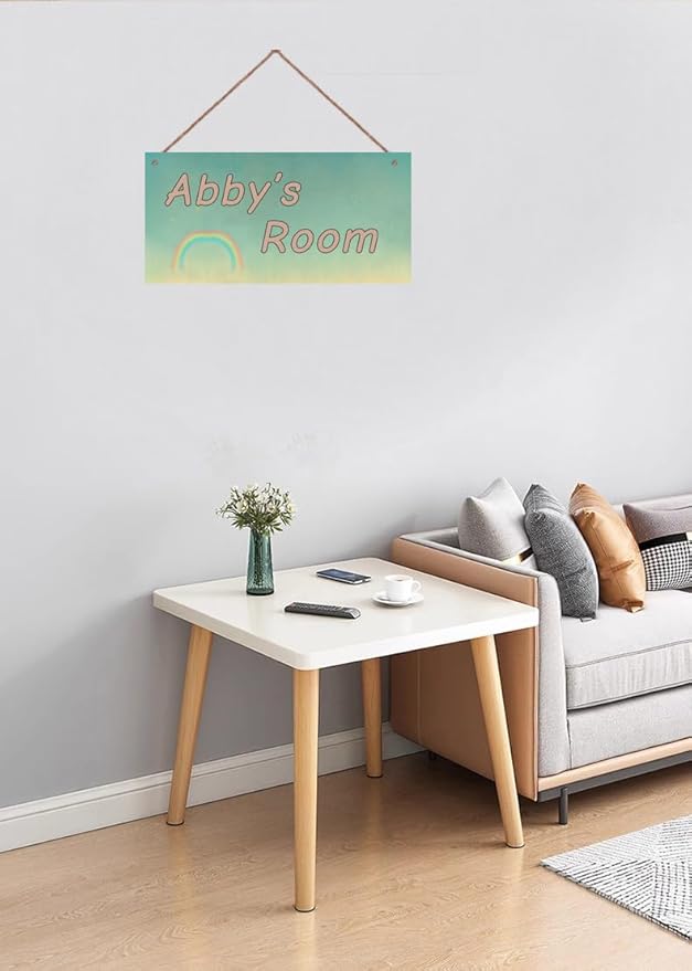 Personalized Name Door Sign Cute Rainbow Teen Décor Wall Art Sign, Custom Wooden Signs Girl Name Hanging Décor
