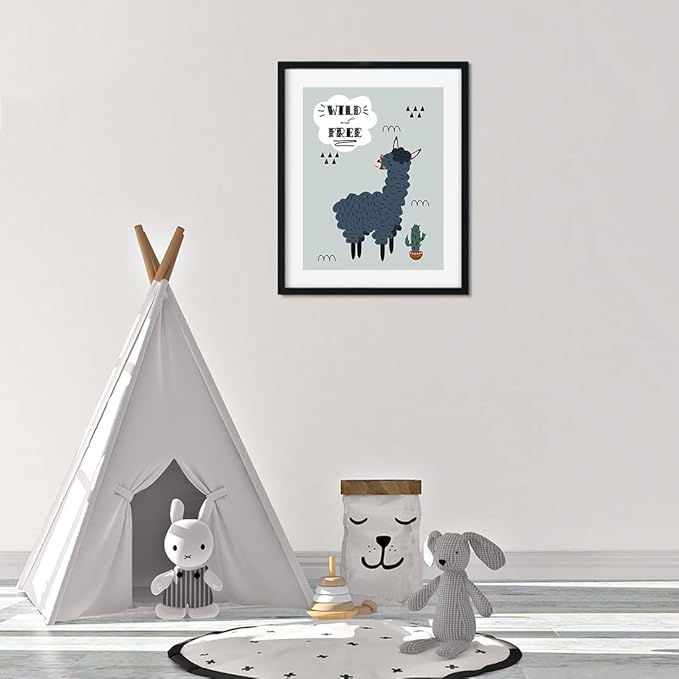 Andaz Press Nursery Kids Room Scandinavian Hello Llama Wall Art Decor Poster Prints, 8.5 x 11-inch, Scandinavian Wild And Free Llama Graphic, 1-Pack, Unframed