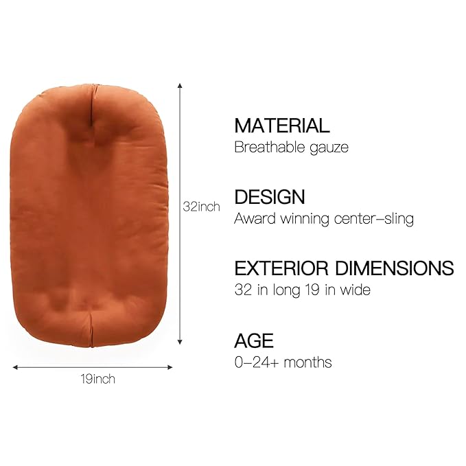 Baby Lounger for Newborn - Snuggle Cozy Me Lounger | Breathable Soft Cotton, 0-24 Months Portable Playtime Baby Nest, Newborn Baby Essentials Gifts- Orange (1 Lounger + 1 Cover)