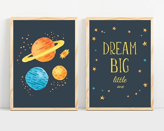 VUVUKU Space Themed Nursery Prints Outer Decor Art For Baby Boy Room Kids Wall Playroom Toddler Poster