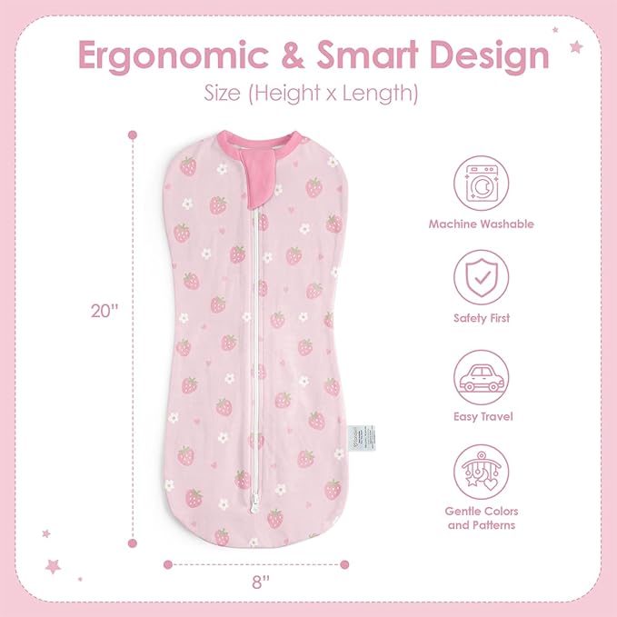 Baby Swaddle 0-2 Months, Cotton Arm-In Zipper Sleep Sack, Wearable Blankets Wrap for Newborn Infant Girls (Floral, Pack of 1)