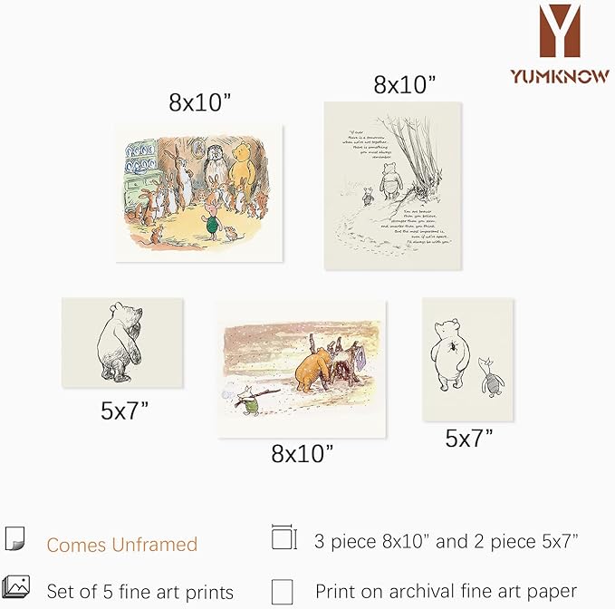 Gifts for Winnie Fans Lover - Vintage Hundred Acre Wood Poster - Winnie The Pooh Nursery Decor - Toddler Room Decor - You Are Braver Than You Think - Motivational Quotes for Kids - Little Boys Décor
