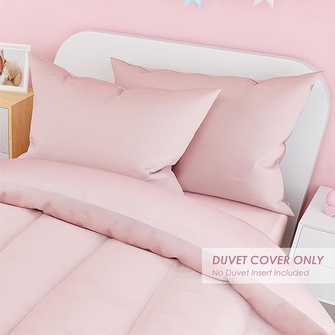 SANDJEST Pink Duvet Cover Sets Full Size for Kids Girls, Incude 1 Polyester Comforter Cover 80x90 Inches and 2 Pillowcases 20x26 Inches, Comforter Not Included, Gift for Christmas Birthday