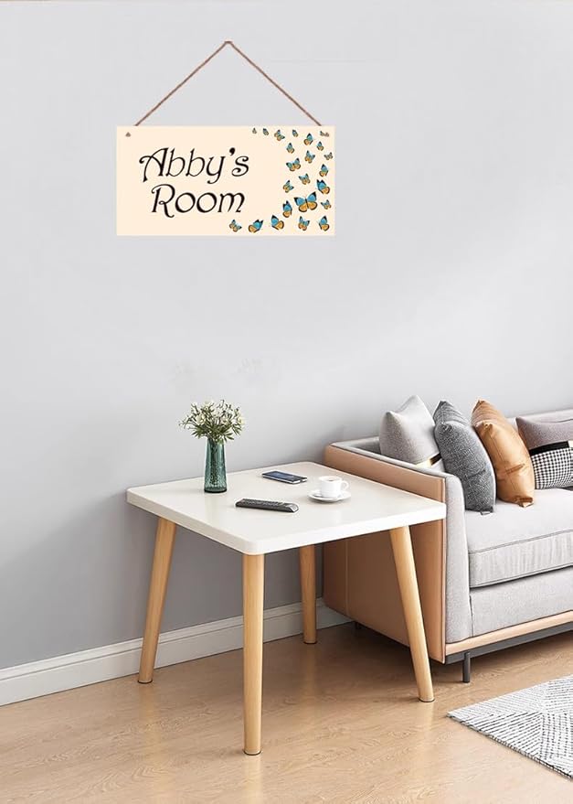Personalized Butterfly Sign Cartoon Room Décor Kids Room Decor, Animal Theme Wall Art Decor for Little Man Cave, Nursery Door Decor for Toddler Baby Boys Room