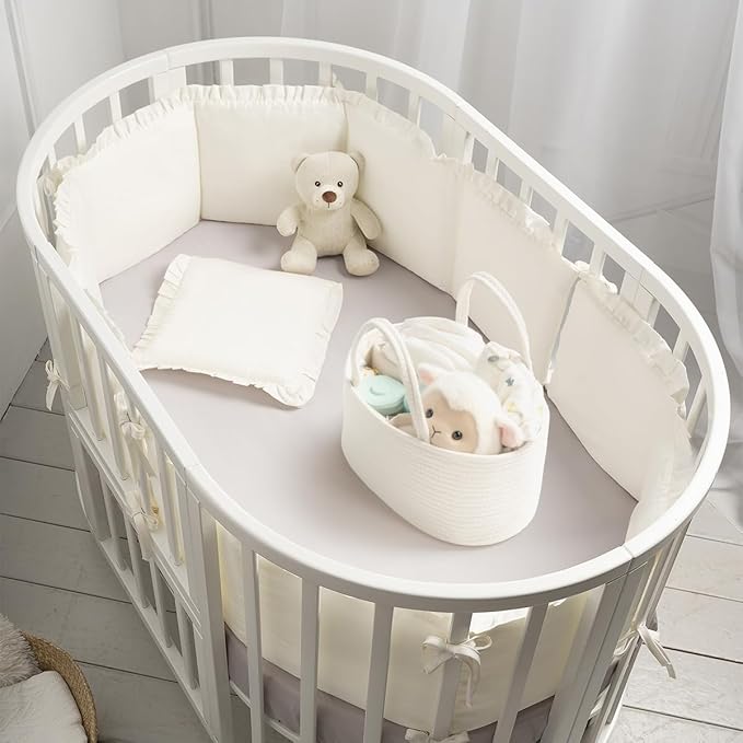 Diaper Caddy Organizer, Empty Gift Basket for Newborn Essentials, Baby Storage Basket, Stylish Gift Bag for Baby Shower, Boys and Girls – Large, Off White