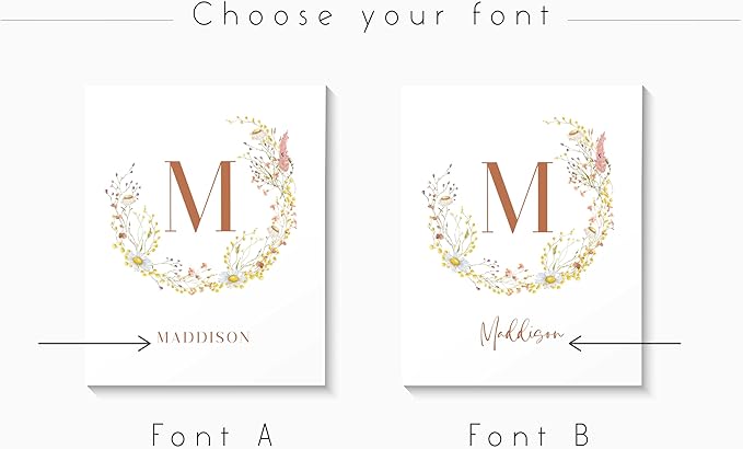 Personalized Name Flower Nursery Wall Art Prints, Crib & Nursery décor, Newborn Baby Girl Gift Present, Floral Baby Girl Room Pictures, Poster For Baby And Kids (3 Prints, Flower 5)