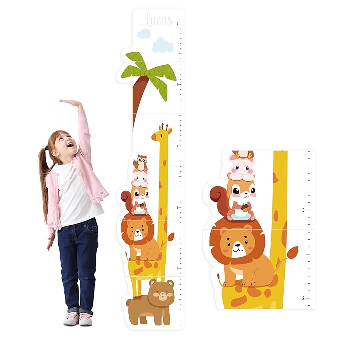 Personalized Name Growth Chart for Kids, Zoo Kids Growth & Measuring Chart in Inches, Fun & Stylish Height Tracker for Children, Growth Ruler
