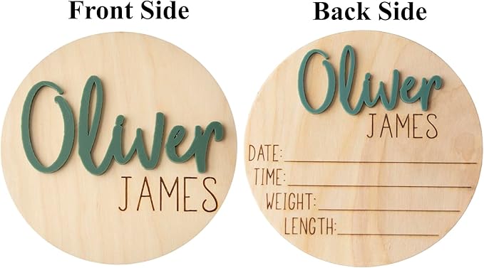 Personalized Newborn Announcement Sign for Hospital - Wooden Birth Announcement Sign for Hospital - Baby Name Announcement Sign - Baby Milestone Signs - Boy Girl - double sided