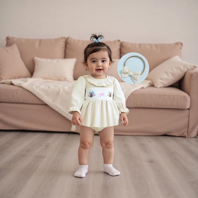 Giraropa Baby Girl Fall Winter Clothes Long Sleeve Romper Dress + Socks + Headband Newborn Infant Cute Casual Outfits
