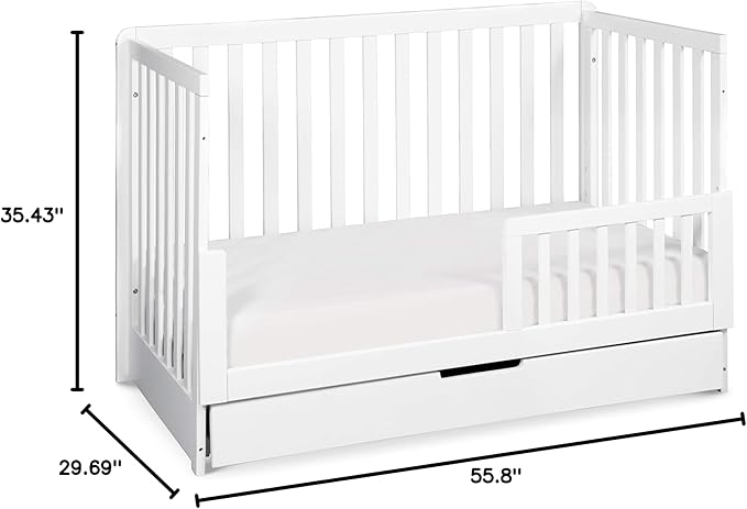 Carter's by DaVinci Colby 4-in-1 Convertible Crib with Trundle Drawer in White, Greenguard Gold Certified, Undercrib Storage