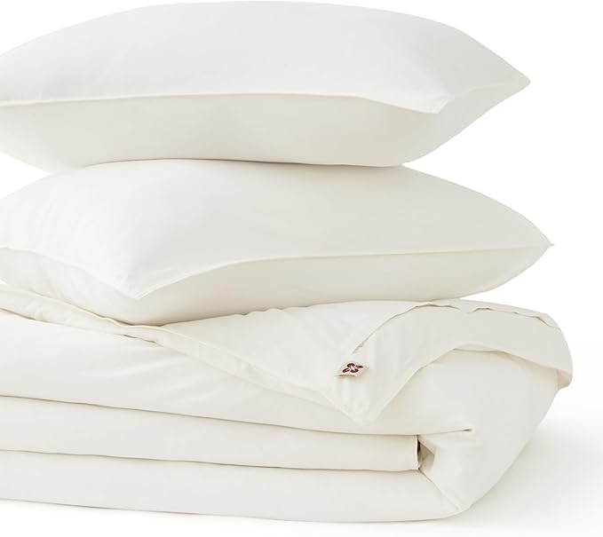 Bedsure Cotton Duvet Cover Queen, 100% GOTS Organic Cotton Duvet Cover Set, Fair Trade Certified Queen Bedding Set, Eco-Friendly, Ultra-Soft, Breathable Home Bedding for All Seasons(Ivory, 90"x90")