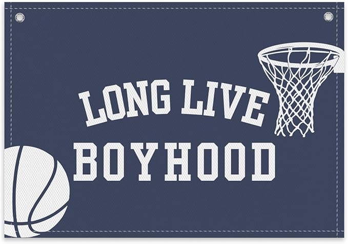 Long Live Boyhood Boys Room Decor - Linen Nursery Banner for Toddler Room Decoration, Farmhouse Kids Wall Hanging, Canvas Banner Flag for Baby Shower, Birthday Gift - A01