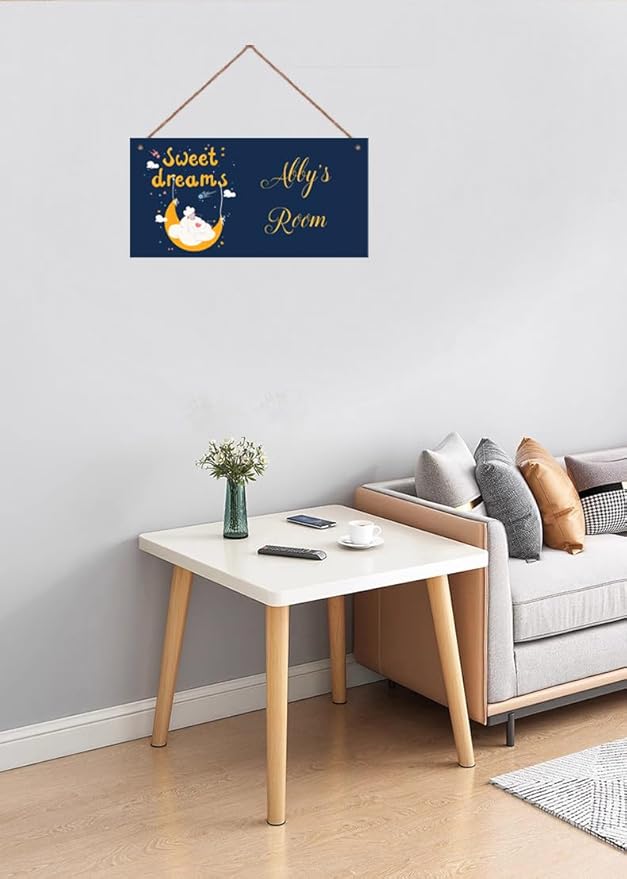Personalized Cute Sheep Sign, Sweet Dreams Wall Decor Custom Name Door Art for Kids Room Floral Nursery Art Plate For Boys Room Girls Bedroom Little Man Cave
