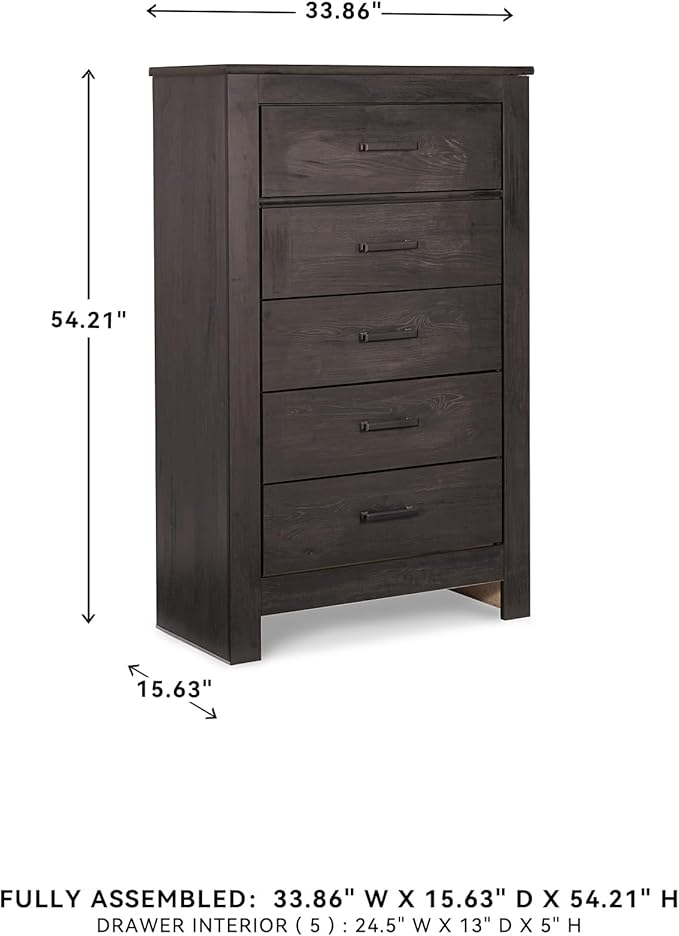 Signature Design by Ashley Brinxton Contemporary 5 Drawer Chest, Almost Black