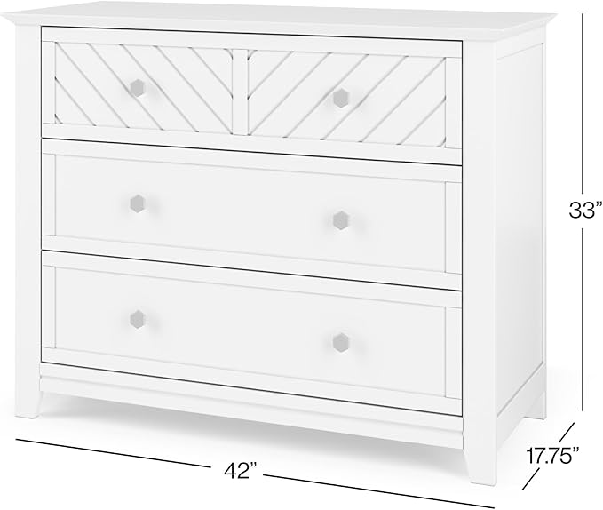 Child Craft Atwood Crib, Dresser and Chest Nursery Set, 3-Piece, Includes 4-in-1 Convertible Crib, Dresser and Chest, Grows with Your Baby (Matte White)