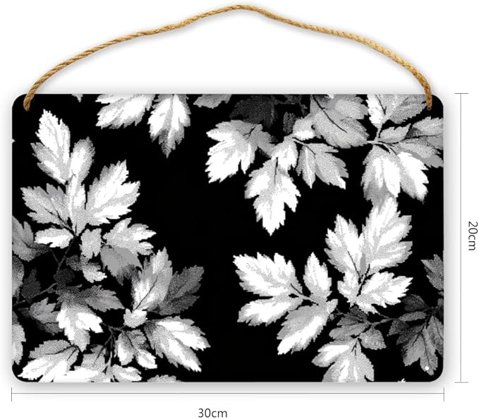 Stylish Monochrome Leaves Wooden Wall home bathroom decor sign 12x8 Inch,Stylish Wood Decor for Kitchen & Nursery, Perfect Rustic Wall Art for Farmhouse styles Home Decor Lovers