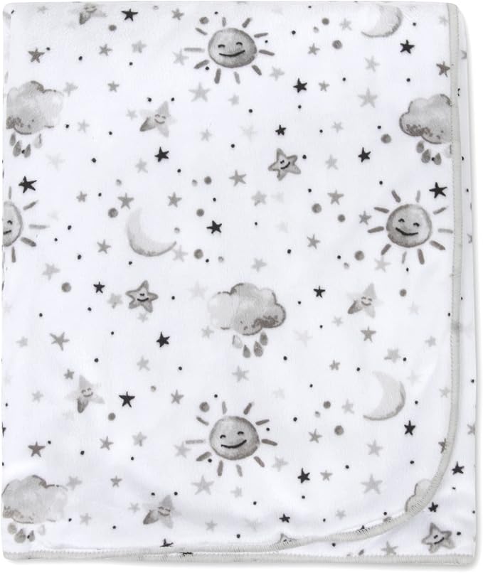 Sherpa Fleece Baby Blankets for Boys and Girls – Colorful, Reversible Baby Blankets for Newborns, Infants, Toddlers, and Nursery (Sunny & Starry Skies)
