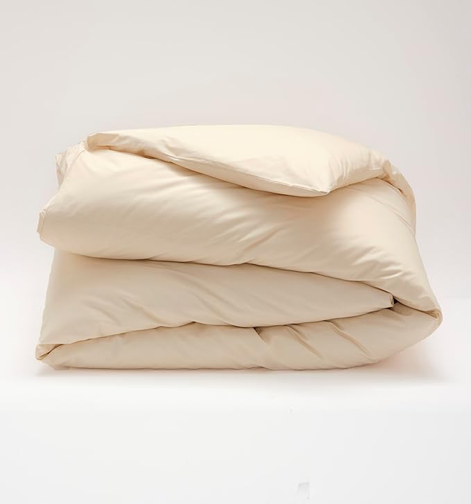 Cuddledown Katahdin Undyed Organic Comforter Cover | 100% Organic Cotton | Sustainably Grown | Percale Weave | Oeko-TEX Standard 100 | Natural | 92" x 88" | Queen