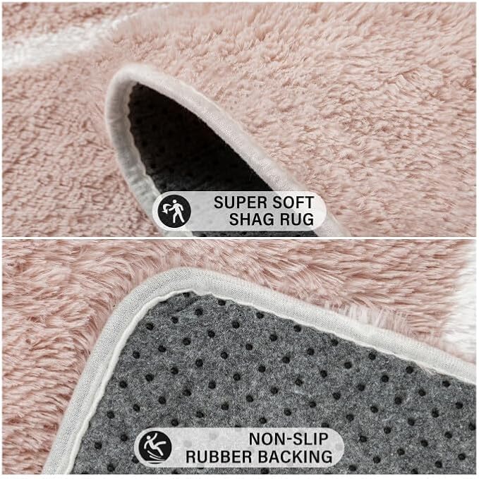5x8 Checkered Rug for Bedroom Pink and White Modern Soft Area Rug Fluffy Non-Slip Carpet for Living Room Playroom Home Aesthetic Decor