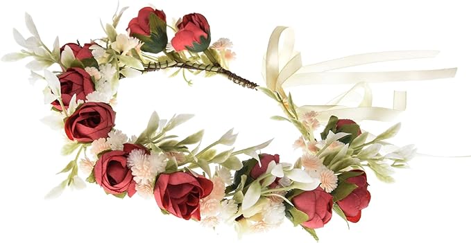 Floral Fall Camellia Flower Crown Rose Headpiece Wedding Bridal Flower Girl Halo Maternity Photo Props FL-03