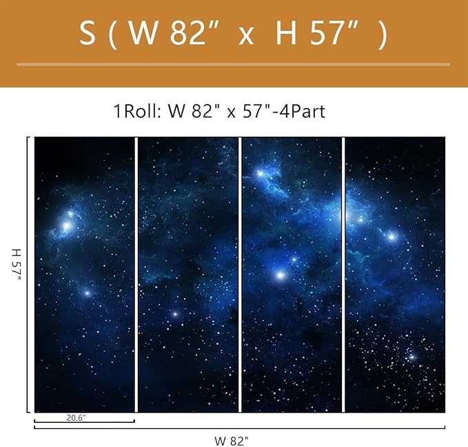 Galaxy Wallpaper Peel and Stick Night Sky Ceiling Self-Adhesive Mural for Living Room Bedroom 82"x57"