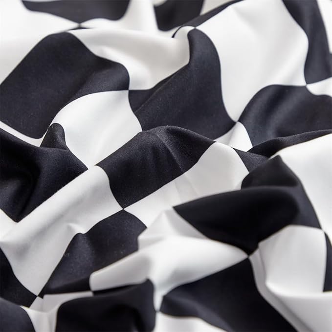 Houseri Black and White Buffalo Plaid Duvet Cover Twin Size Checkerboard Bedding Set